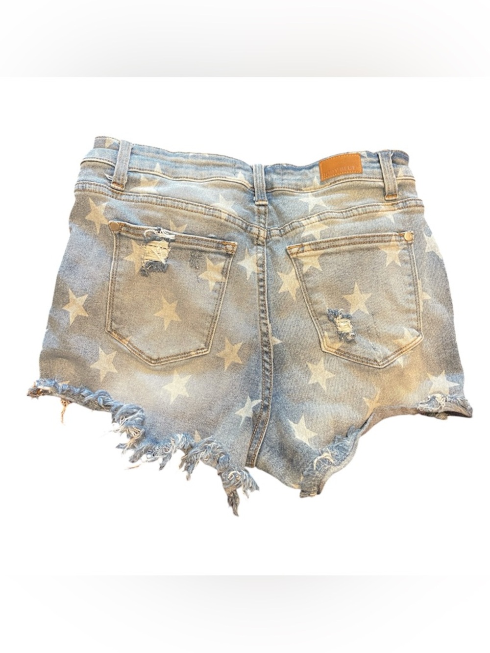 Judy Blue Light Blue Star Print Distressed Cutoff Shorts - Picture 2 of 3